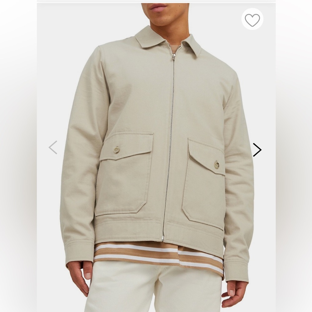 Jack and Jones Men's Lightweight Zip Shirt Jacket in Beige
